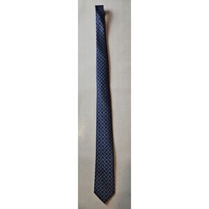 Geoffrey Beene Mens Blue Gray Silk Poly Neck Tie